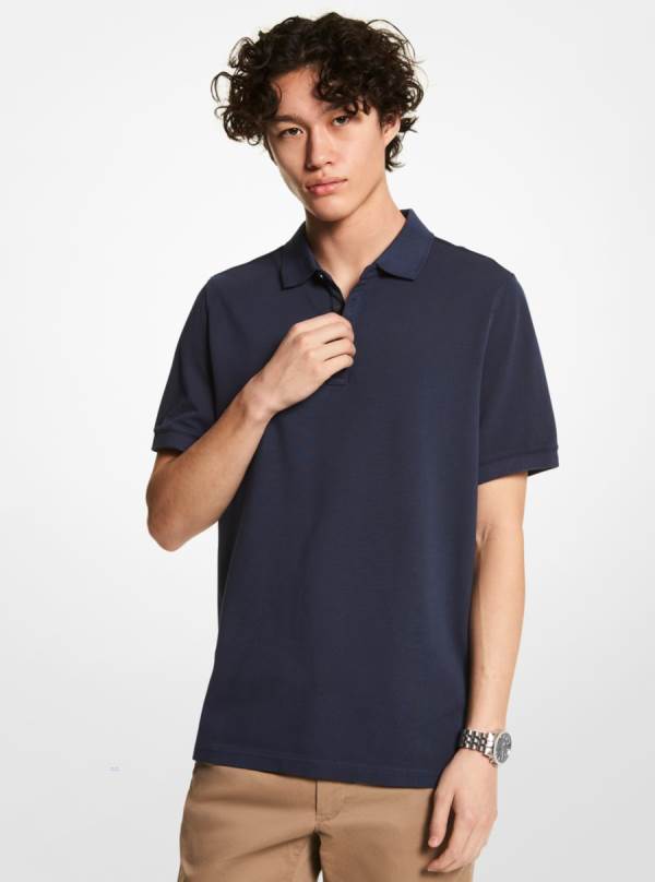 Panske Polokosele Michael Kors Cotton Piqué Indigo - Oblecenie Michael Kors Outlet | RIQPB-9418
